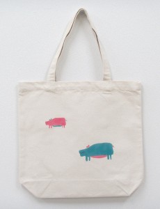 かばの親子（表）とちょこっと顔出しかば（裏）